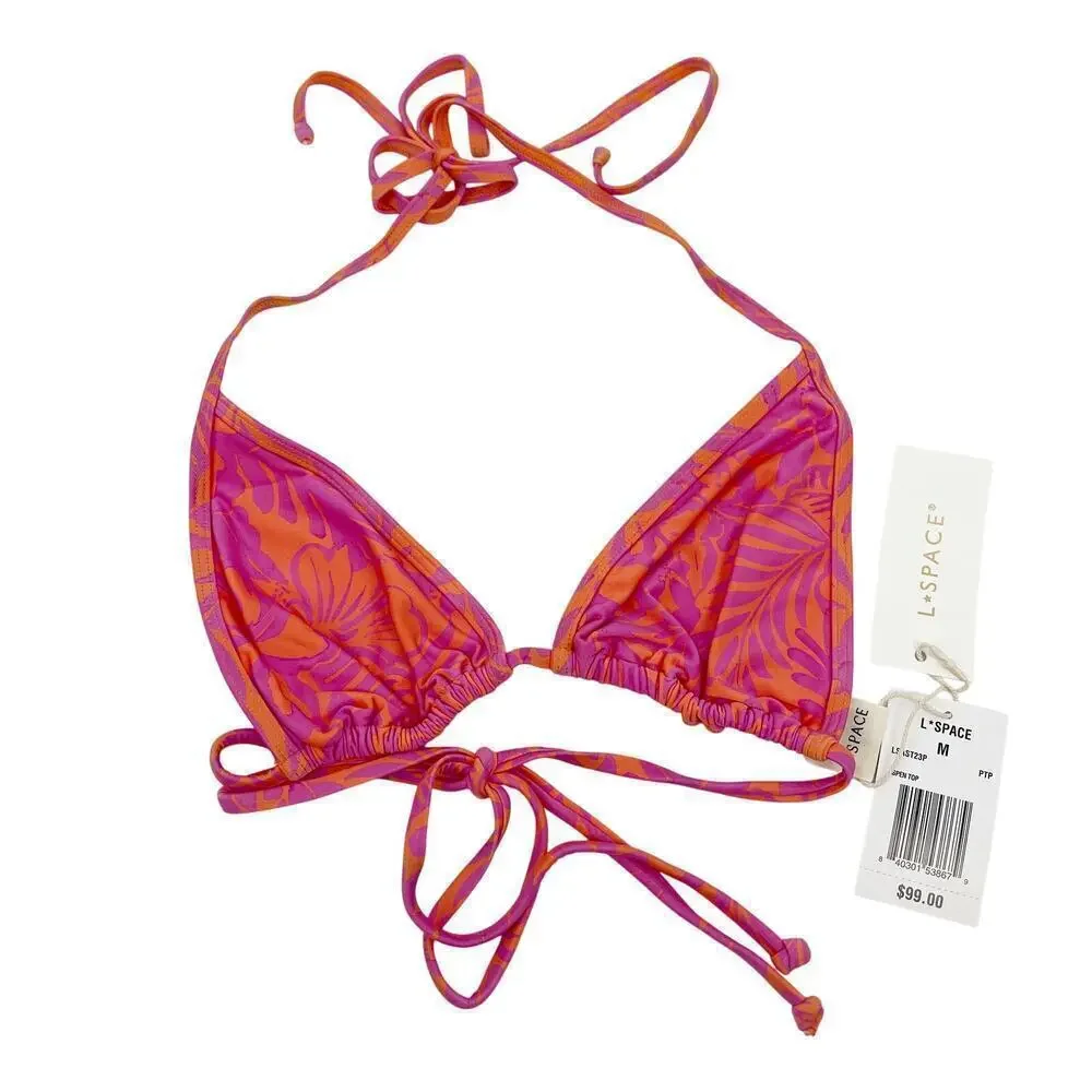 L*Space Aspen Triangle Bikini Top Path To Paradise Print Size Medium NEW